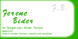 ferenc bider business card